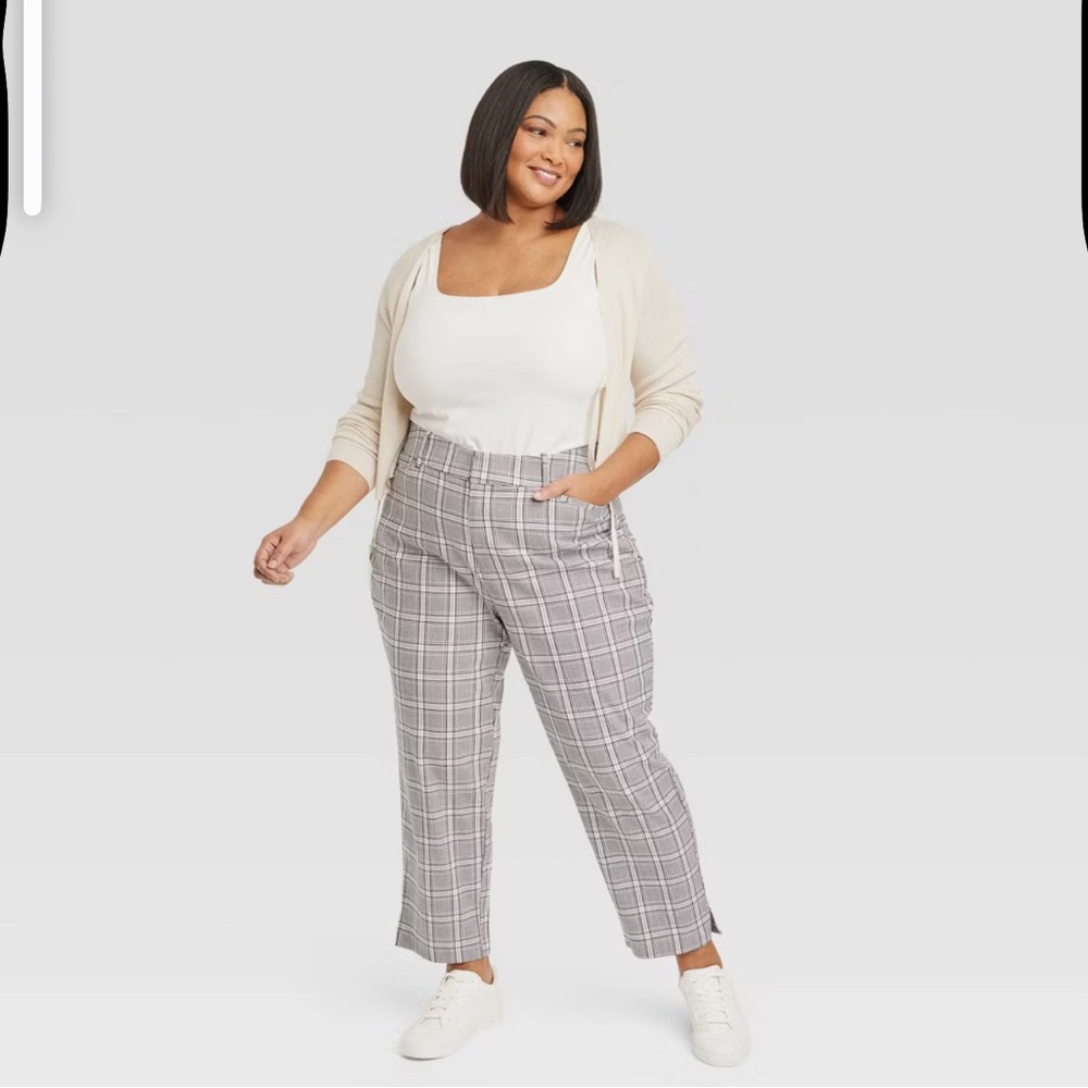 Ava & Viv Womens Plus High Rise Slim Fit Ankle Tapered Pants Midweight
